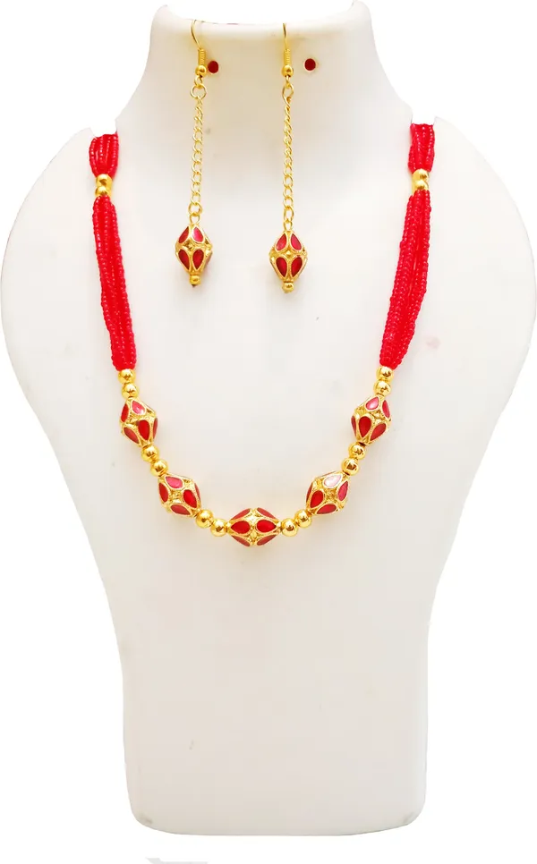 Copper_Based_Assamese_Traditional_Gold_Plated_Red_Monimala_Set_For_Women_&_Girls